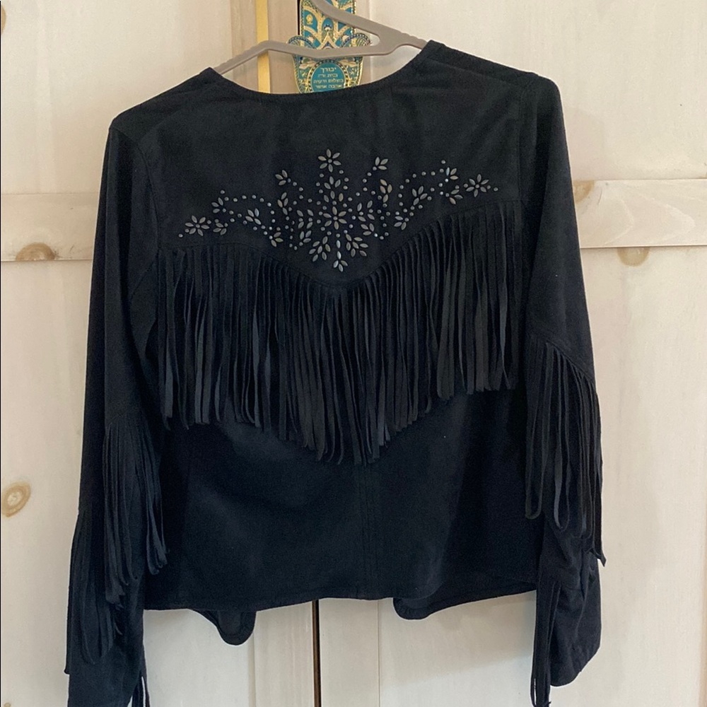 Hollister Black Blazer with Fringe Details